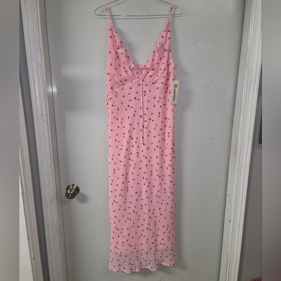 No Boundaries Dresses & Skirts - No Boundaries Pink Maxi Slip Dress with Cherry Print